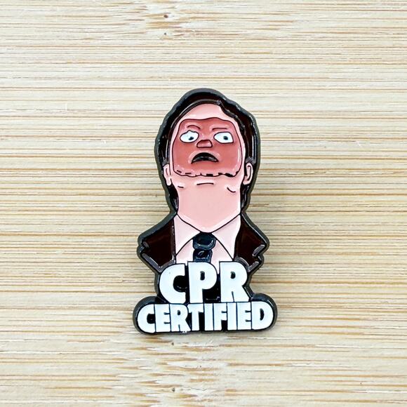Dwight CPR Enamel Pin, Dwight Shrute CPR Funny Meme Enamel Pin Brooch, Gifts - Picture 1 of 3